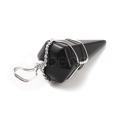 Natural Obsidian Gemstone Pendants G-D458-06P-03-RS-1