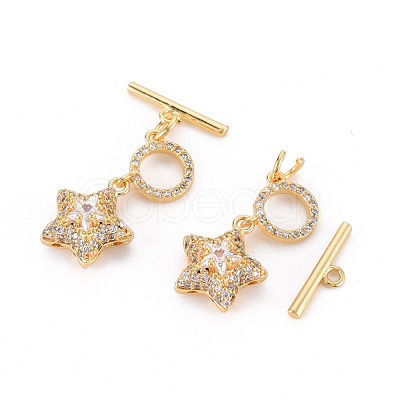 Brass Micro Pave Cubic Zirconia Toggle Clasps KK-S354-293A-NF-1