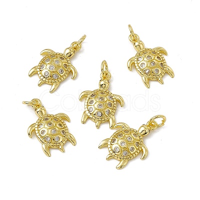 Rack Plating Brass Micro Pave Cubic Zirconia Pendants X-KK-C007-27G-1
