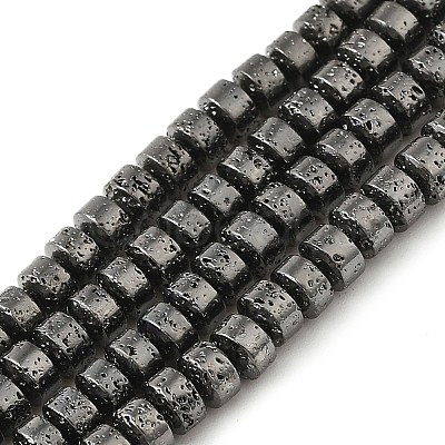 Electroplated Natural Lava Rock Beads Strands G-L606-C02-01D-1