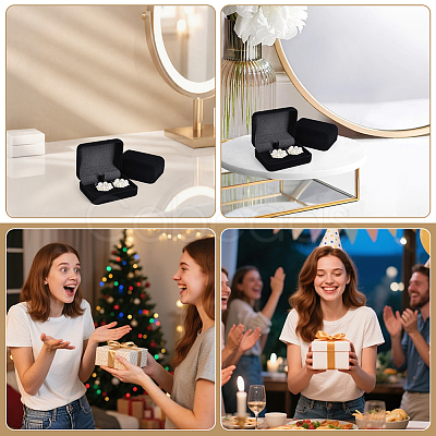 4Pcs Velvet Gift Cufflink Boxes with Hinged Lid and Black Inside CON-PH0003-64A-1