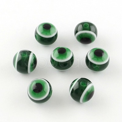 Round Evil Eye Resin Beads LS-RESI-R159-6mm-09-1
