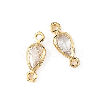 SHEGRACE Brass Pave Clear Cubic Zirconia Teardrop Connector Charms XGRQ2O545-449G-1