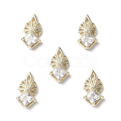 Brass Micro Pave Clear Cubic Zirconia Cabochons KK-A174-09G-1