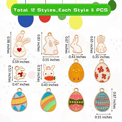 60Pcs 12 Style Alloy Enamel Pendants ENAM-SZ0003-14-1