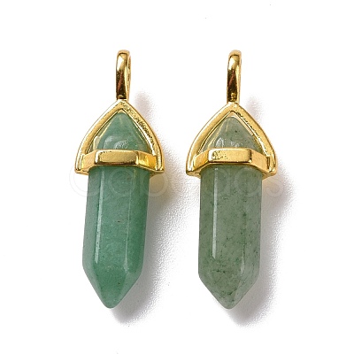 Natural Green Aventurine Pointed Pendants G-K329-37G-1