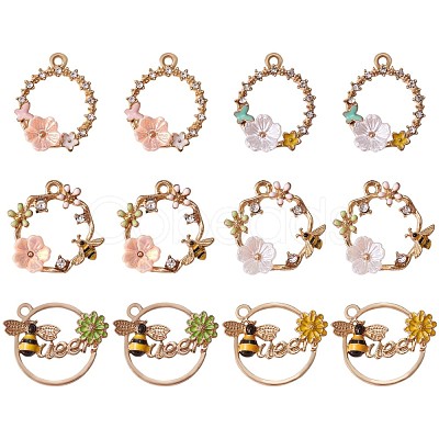 12Pcs Alloy Enamel Pendants JX135A-1