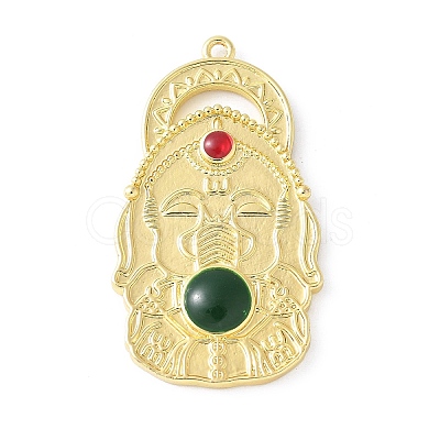 Elephant Brass Resin Pendants KK-K399-04G-1