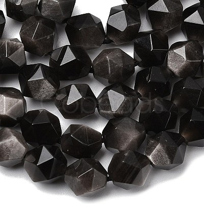 Natural Silver Obsidian Beads Strands G-Z119-A11-02-1