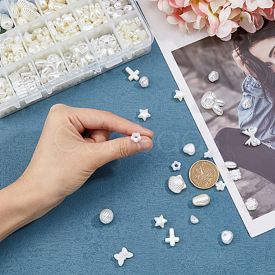 399pcs 18 Style ABS Plastic Imitation Pearl Beads KY-DC0001-17-1