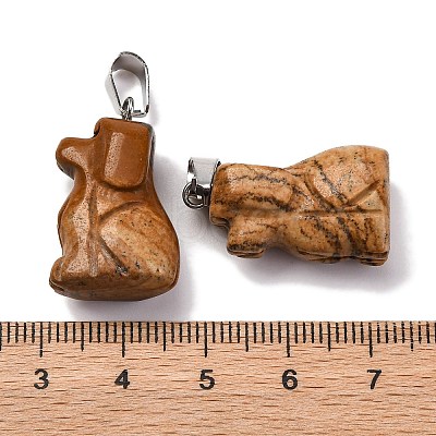 Natural Picture Jasper Pendants G-B127-07P-09-1