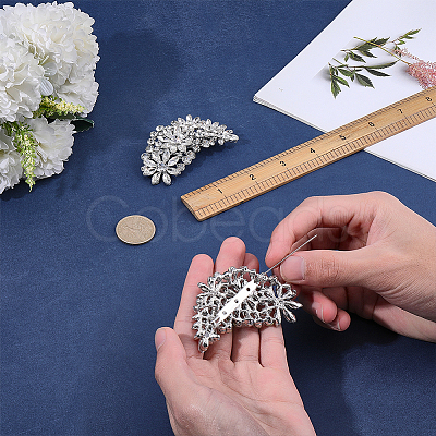 2Pcs Flower Alloy Rhinestone Brooch JEWB-FG0001-70B-1