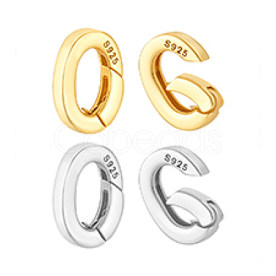 4Pcs 2 Colors 925 Sterling Silver Spring Gate Rings STER-PH0003-91-1