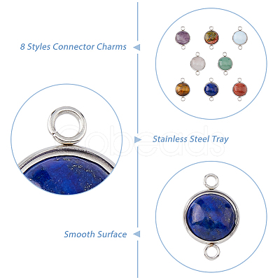 16Pcs 8 Styles Natural & Synthetic Mixed Gemstone Connector Charms G-UN0001-25-1