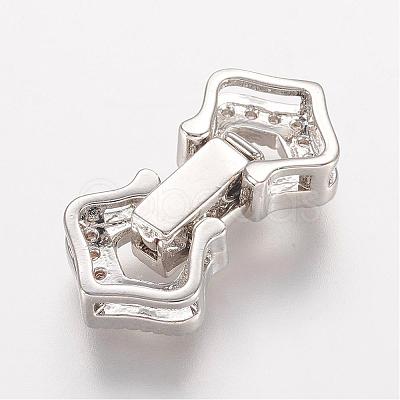 Brass Micro Pave Cubic Zirconia Fold Over Clasps ZIRC-J016-09P-1