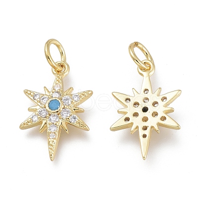 Brass Micro Pave Clear Cubic Zirconia Charms ZIRC-Q024-02G-1