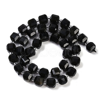 Natural Golden Sheen Obsidian Beads Strands G-B125-O03-01-1