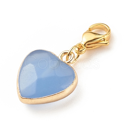 Natural Gemstone Heart Pendant Decorations HJEW-JM00687-1