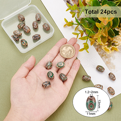 Tibetan Style dZi Beads TDZI-BC0001-01-1