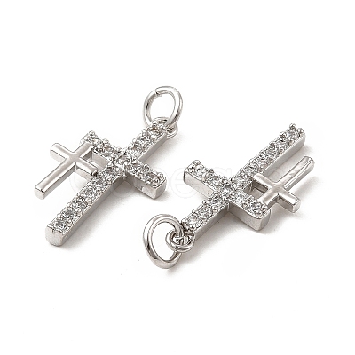Brass Micro Pave Cubic Zirconia Pendants KK-E068-VB261-1