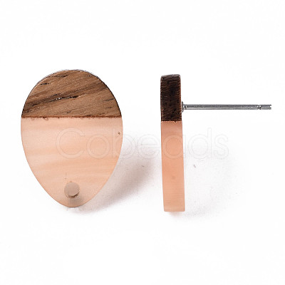 Resin & Walnut Wood Stud Earring Findings MAK-N032-006A-H02-1