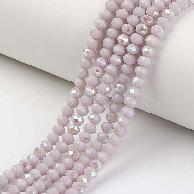 Electroplate Opaque Solid Color Glass Beads Strands X-EGLA-A034-P6mm-L08-1