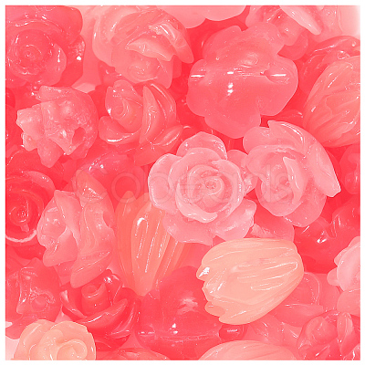 60Pcs 3 Styles Synthetic Coral Carved Beads CORA-SC0001-08-1