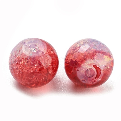 Transparent Spray Painting Crackle Glass Beads GLAA-L046-01A-13-1