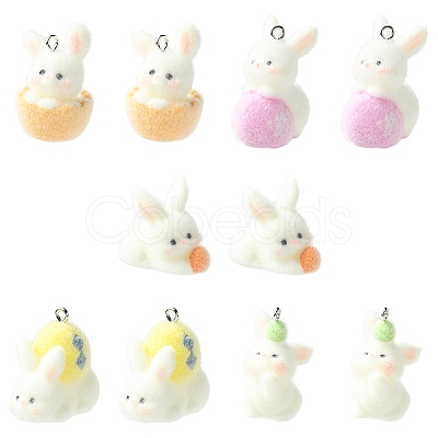 5Pcs 5 Styles Easter Opaque Resin Pendants RESI-YW0002-15-1