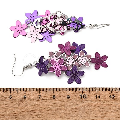 430 Stainless Steel Flower Dangle Earrings EJEW-A137-07P-02-1
