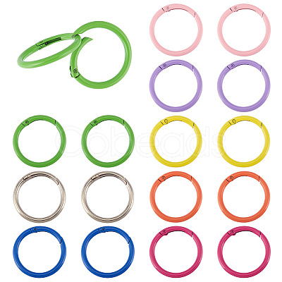 16Pcs 8 Colors Spray Painted Alloy Spring Gate Rings FIND-PH0009-67-1