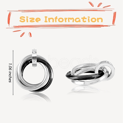 201 Stainless Steel Interlocking Ring Pendants STAS-SZ0002-61C-1