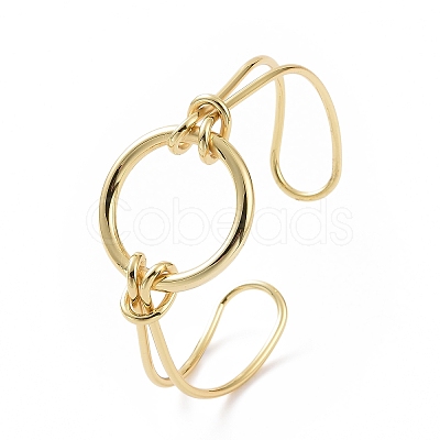 Brass Round Circle Open Cuff Bangle BJEW-F445-16G-1