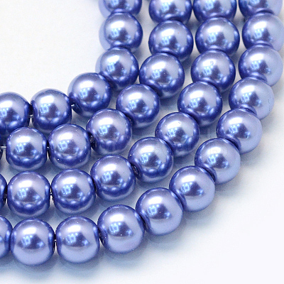 Baking Paint Pearlized Glass Pearl Round Bead Strands X-HY-Q003-4mm-09-1