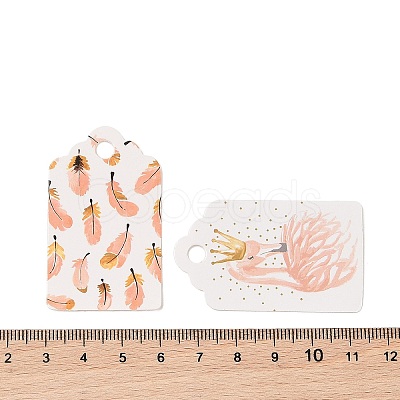 100Pcs Paper Feather Printed Gift Tags CDIS-H007-10-1