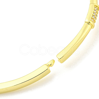 Rectangle Brass Micro Pave Clear Cubic Zirconia Hinged Bangles for Women BJEW-Z062-05B-1