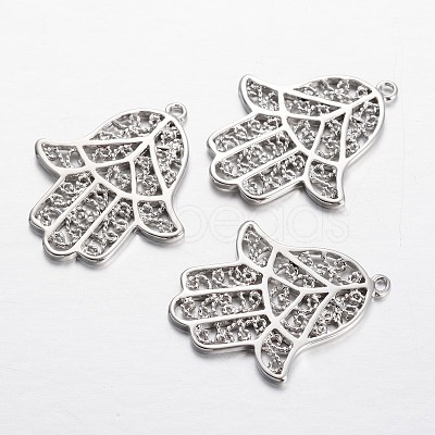 Palm Brass Pendants KK-F371-59P-1