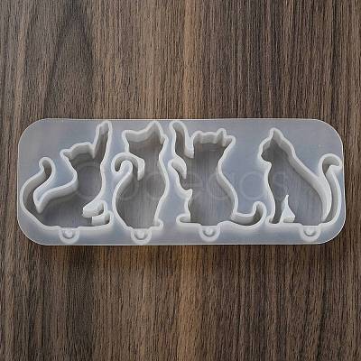 Cat Shape Pendant DIY Silhouette Silicone Mold X1-DIY-K067-02B-1