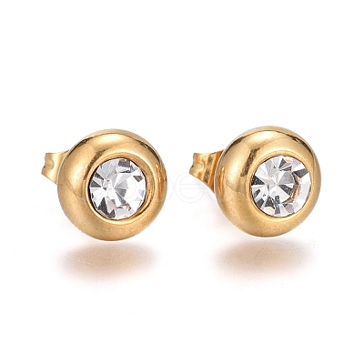 Ion Plating(IP) 304 Stainless Steel Stud Earrings EJEW-L251-A01-G-1