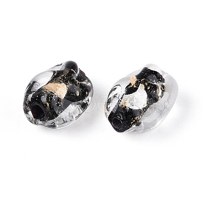 Handmade Gold & Silver Foil Glass Beads FOIL-N030-02A-1