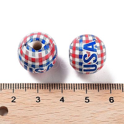Independence Day Theme Wood European Beads WOOD-M011-07E-1