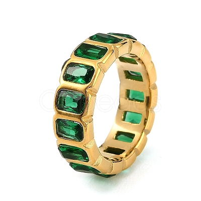 304 Stainless Steel Pave Cubic Zirconia Finger Rings for Women SA-CBAABBA-08D-G-1