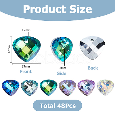 48Pcs Electroplated Glass Pendants EGLA-HS0001-13-1