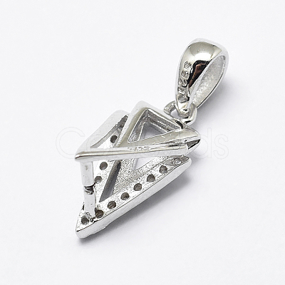 Anti-Tarnish Rhodium Plated 925 Sterling Silver Micro Pave Cubic Zirconia Pendant Bails X-STER-E053-33P-1