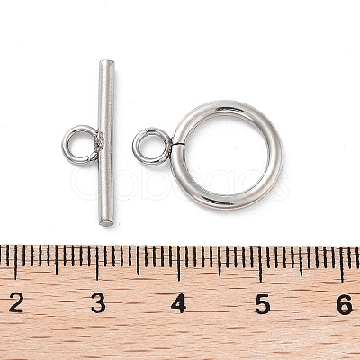 Non-Tarnish 304 Stainless Steel Ring Toggle Clasps STAS-A092-09H-P-1