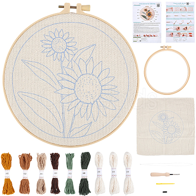 Flower Pattern Punch Embroidery Starter Kits DIY-WH20007-743A-1