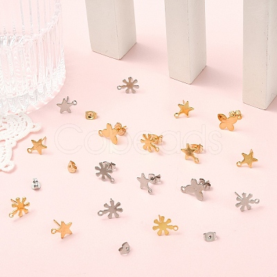 304 & 201 Stainless Steel Stud Earring Findings STAS-YW0011-14-1