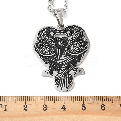 201 Stainless Steel Black Enamel Double Raven Pendant Necklaces NJEW-H065-09P-1