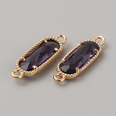 Golden Plated Brass Pave Glass Connector Charms LS-FIND-WH0110-728G-08-1