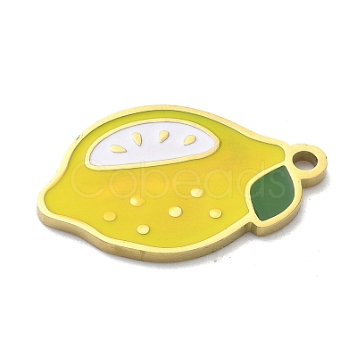 304 Stainless Steel Fruit Enamel Pendants STAS-G362-04G-06-1